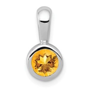 14k White Gold .40 Citrine Nov. Birthstone Necklace Charm Pendant 15 x 6 mm